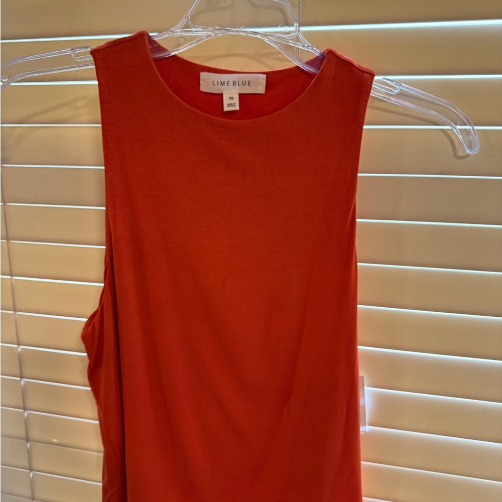 Vibrant Red-Orange Sleeveless Tank Top
